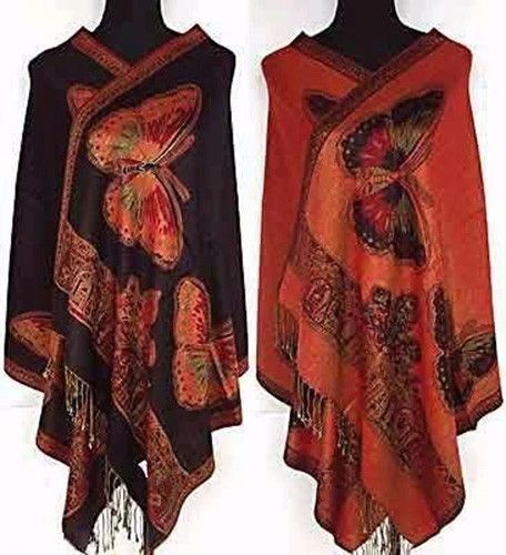 Pashmina 中国女士女式丝绸披肩围巾裹巾蝴蝶多色 - 第 3 张/共 18 张