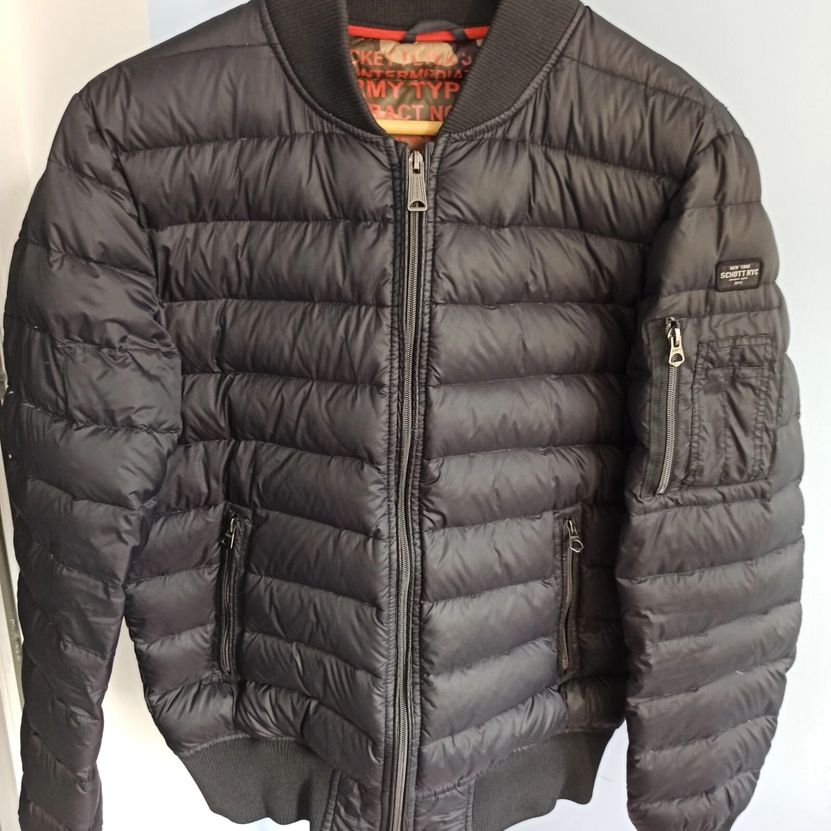 SCHOTT Hombre Acolchado Abombado Bomber Chaqueta Abrigo