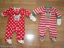 CARTERS INFANT BABY CHRISTMAS REINDEER SOFT FLEECE SLEEPER NB 3M GIRL BOY NEW