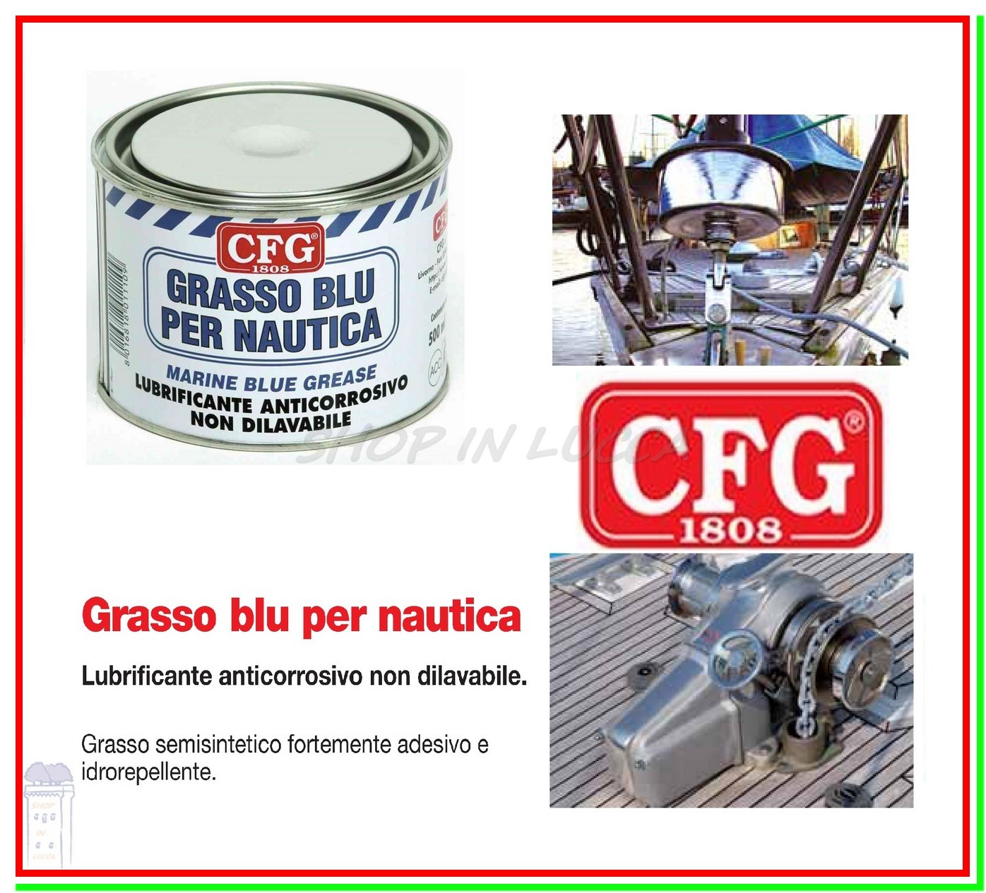 Grasso BLU NAUTICA CFG 500ml Barca Timone Verricello Elica Chiusure Filettate