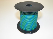 100 FOOT SPOOL 18 GAUGE GXL HI TEMP WIRE GREEN/BLUE STRIPE AUTOMOTIVE  FEET