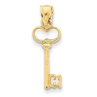 14k Yellow Gold 3-d Key To My Heart Pendant. (1in Long) on sale 14k Yellow Gold 3-d Key To My Heart Pendant. (1in Long) on sale
