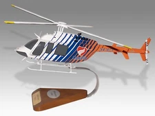 Bell 407 CareFlite Solid Mahogany Wood Handcrafted Display Helicopters Model