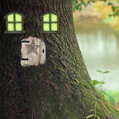 Wooden Miniature Door Carving Pattern Design Decorative Gnome Home Miniature