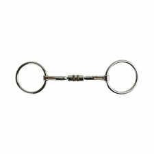 AK Loose Ring Rotary Curved Snaffle Horse Riding Bit with Double Cooper Roller