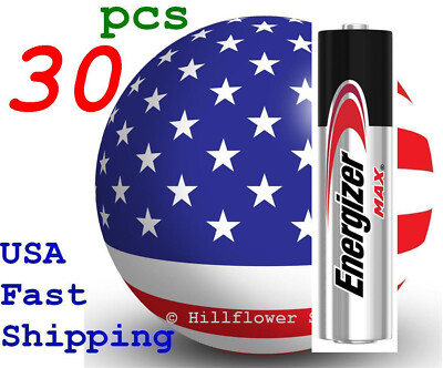 30 piece AAA LR03 EN92 Max Energizer Bulk 1.5V Alkaline Battery w/trk# 12yr