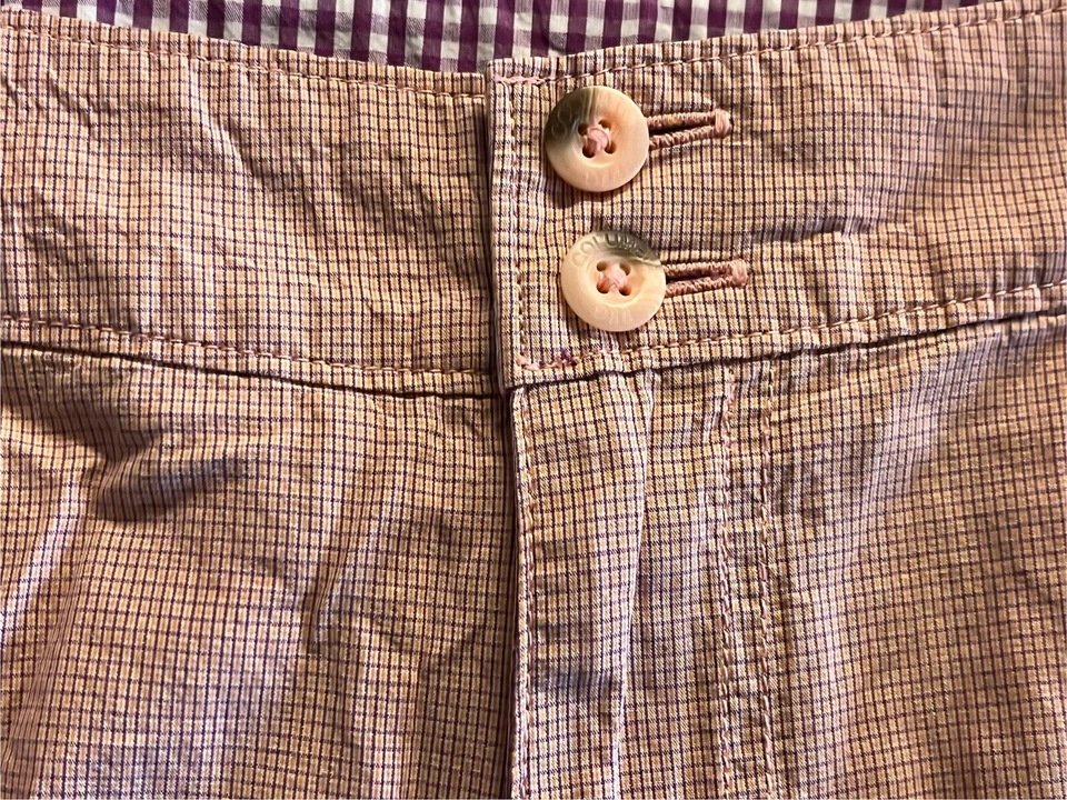 Columbia PFG Size 10 Women's Plaid Shorts Omni-Shade Orange Purple White - Image 3 of 4