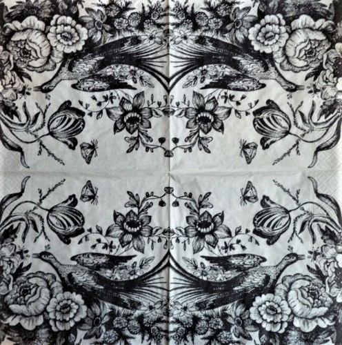 4 x Single Paper Napkins Decoupage Craft Table Paradise Bird Drawing Flowers 63 - Picture 2 of 2