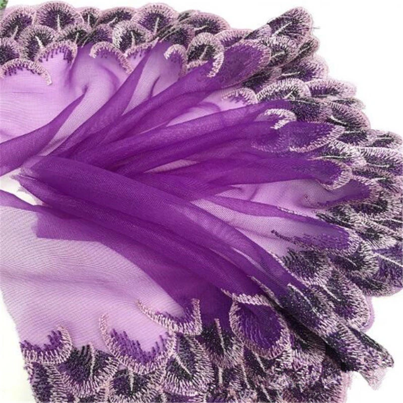 Peacock Tulle Lace Trim Ribbon Embroidery Feather Wedding Fabric Sewing DIY - Image 2 of 4