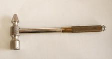 Vintage 8" Brass & Steel Hammer w/ 3 nesting Screwdrivers in Handle Multi Tool