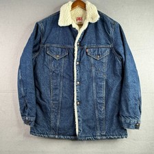 Vintage Levi's Sherpa Lined Denim Trucker Jacket Mens 42R Blue Jean Made in USA