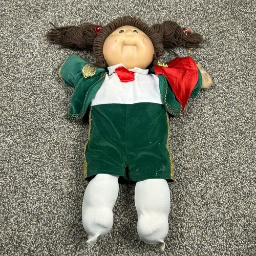 Vintage Cabbage Patch Kids Doll Coleco 1978-1982 Girls Brown Hair Green Suit