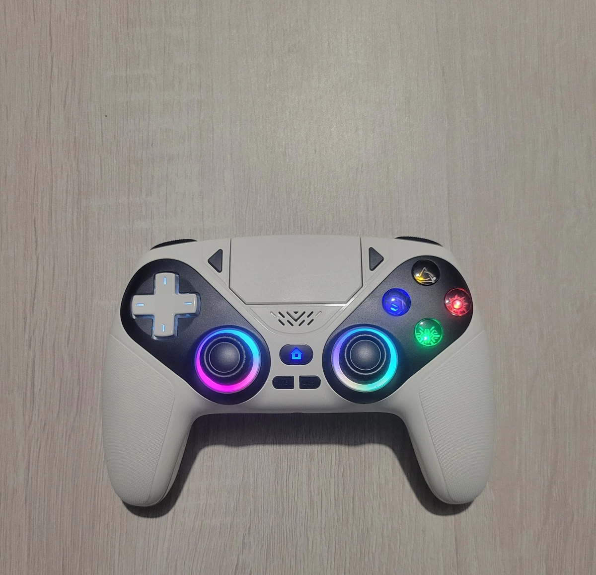 Manette RAPID FIRE PS5 BLANC + Palettes 2 boutons LED BLEU + Clic