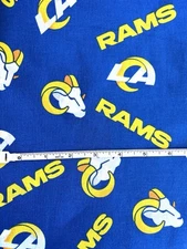 Los Angeles Rams Cotton Fabric, Licensed NFL Football  58" wide, by the yard