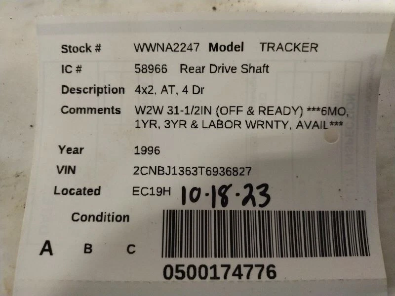 Rear Drive Shaft 4WD 4 Door Automatic Transmission Fits 96-98 TRACKER 577768 Foto 4 de 4