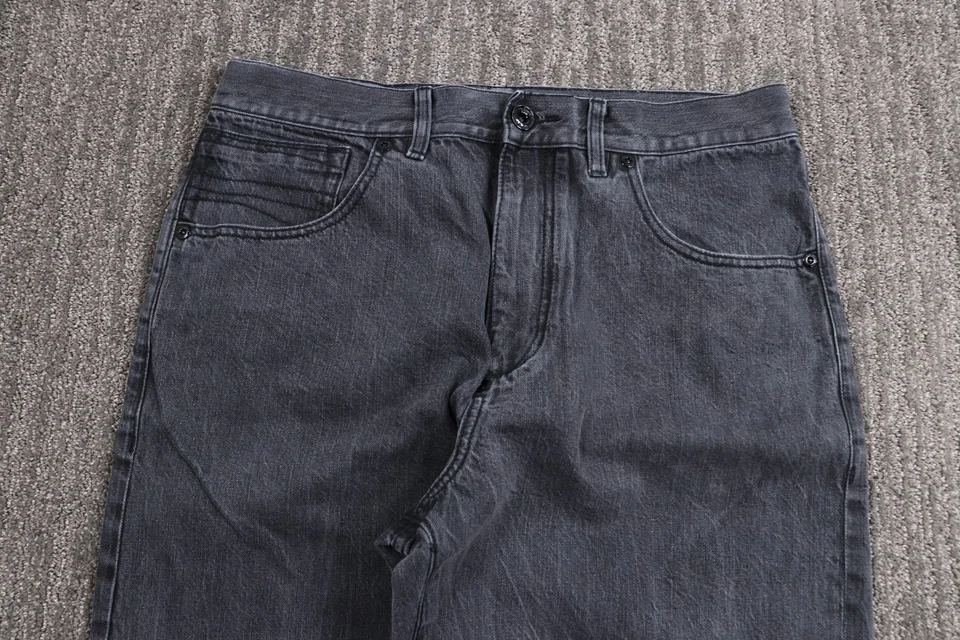 Pantalones de mezclilla holgados vintage Y2K Sean John pierna ancha para hombre 34x30 negro gótico emo patinador Foto 3 de 4