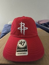 47 brand clean up Adjustable Hat Houston Rockets Osfm New Red Embroidered Logo