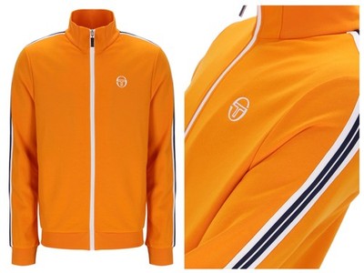 Sergio Tacchini Track Top Herren Retro Tennis Schwarz Orange
