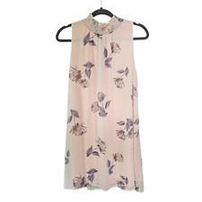 Lelis Floral Print Sleeveless Dress Smocked Neckline Blouson Style Large