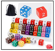 16MM Colored Dice Set, 60 Pieces, 6-Sided Standard Opaque Dice for Board Games