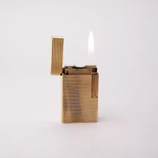 Vintage ST Dupont Line 1 1L Large Lighter. Horizontal Gold Stripes. Made France