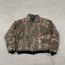 Vintage 90s Mossy Oak Treestand Camo Bomber Jacket USA XL Talon Handmade