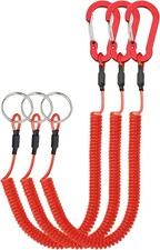 3 Pack Retractable Coiled Lanyard with Carabiner for Outdoor Fishing Camping