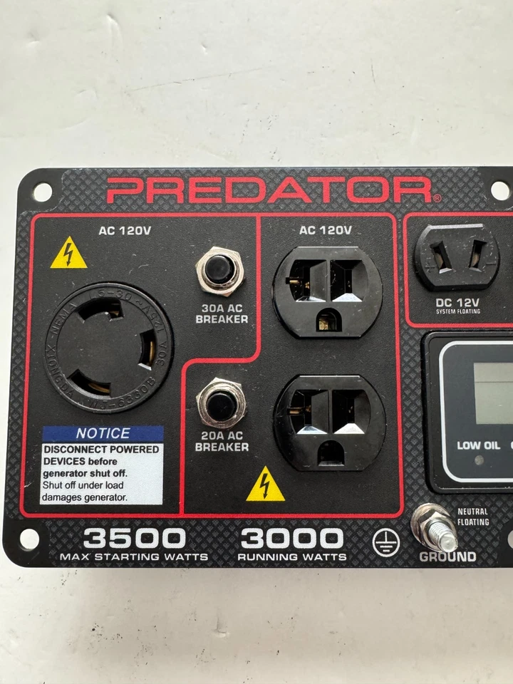 Predator 3500 - 3000/3500W Inverter Generator/ Electric Start Control Panel - Image 2 of 4
