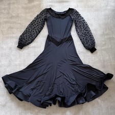 Dance Box Cannes Black Ballroom Dress Polka Dot Mesh Sleeves