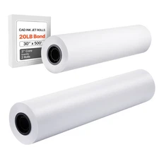 Uimoso Wide Format Plotter Paper, 2 Rolls, 30 in x 500 ft CAD Bond Paper