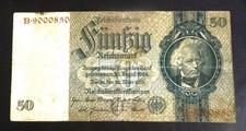 WW2 VINTAGE GERMAN 50 REICHSMARK 1933- THIRD REICH NAZI ERA-REICHSBANK BANK NOTE