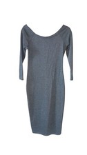 Zara Women Midi Bodycon Gray Knit 3/4 sleeve Dress Holiday SZ L NWT