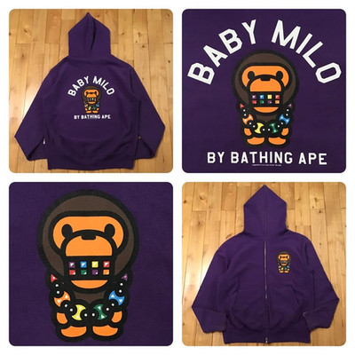 BAPE Milo full zip hoodie a bathing ape NIGO Purple Size M
