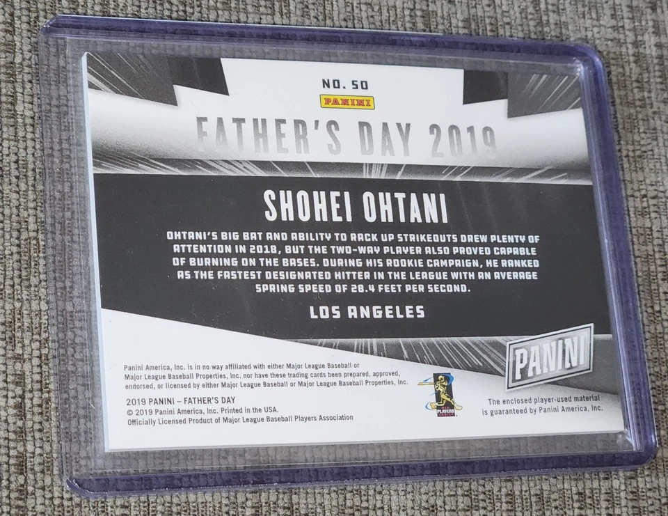 Shohei Ohtani 2019 Panini Father's Day S.O.G /99 Player Used + Topps Now Cards - Image 3 of 4