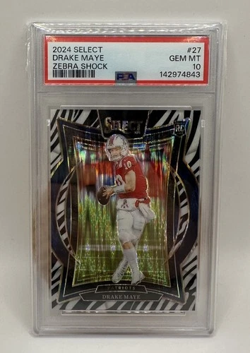 Drake Maye 2024 Panini Select Concourse Zebra Shock PSA 10 PATRIOTS POP 17