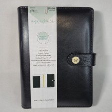 Agenda 52 Personal Black Planner 6 Ring 6.19in x 7.75in 2044170 Gold Rings New