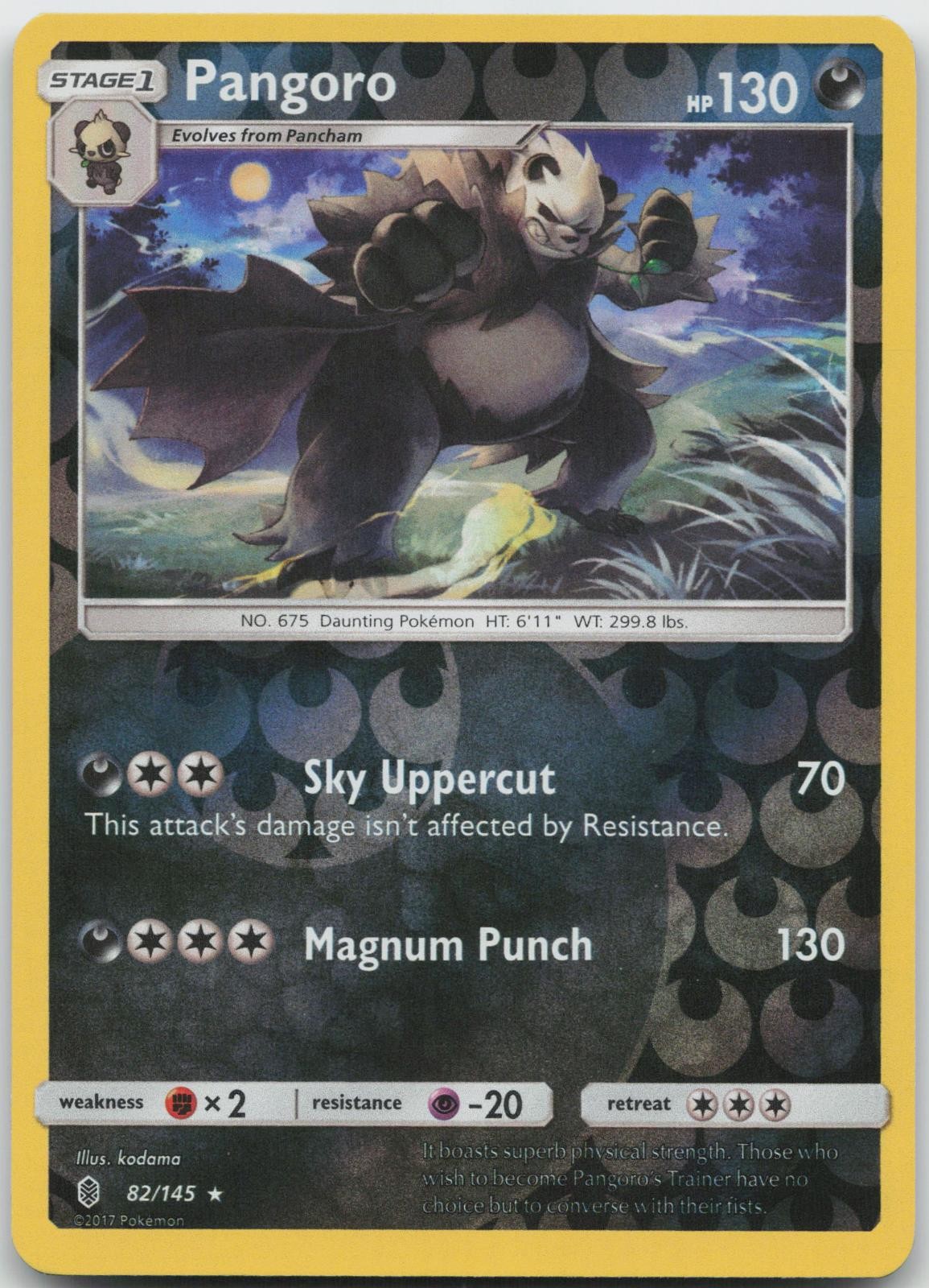 Pangoro 82/145 Rare Guardians Rising Pokemon Reverse Holo Near Mint