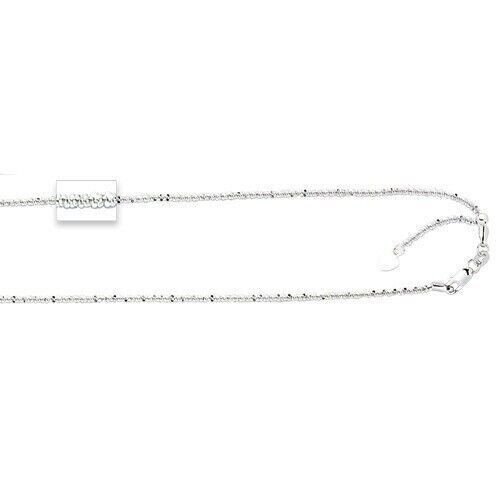 14 Karat Weißgold 18 Zoll-22 Zoll verstellbar funkelnd Anhänger Kette Halskette 1,5 mm-2,8 Gramm - Bild 1 von 11