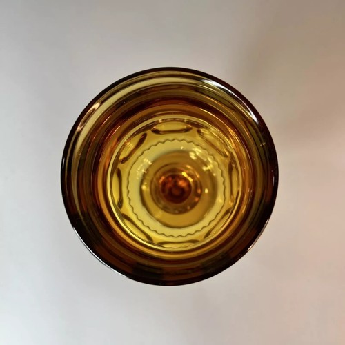 4 Vintage Indiana Glass Kings Crown Thumbprint Amber Goblet Sherry Wine Glasses - Picture 6 of 10