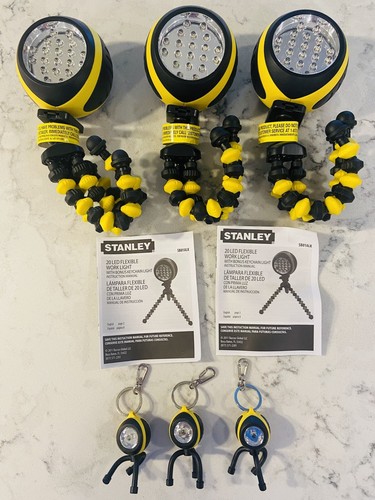 3 - Stanley SB01ALK SquidBrite Alkaline LED Work Lights with 3 mini keychains