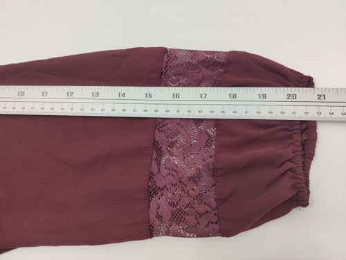 New York & Company 3/4 Sleeve V-Neck Blouse Size Small Maroon Lace Detail - 第 12/14 張圖片