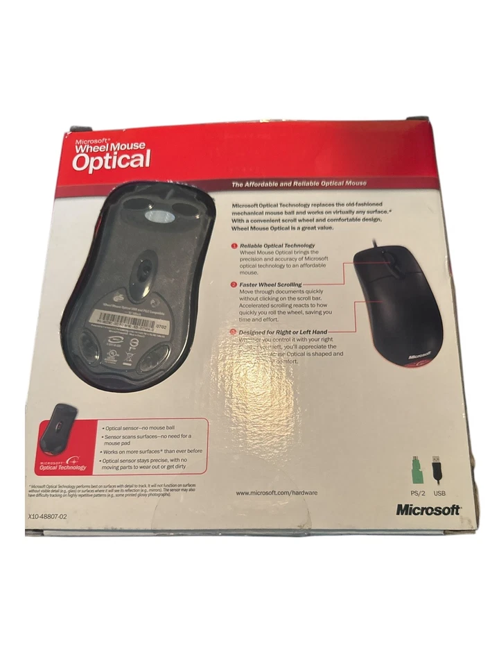 Microsoft Wheel Mouse Optical USB PS/2 3-Button Mouse Black Reliable NIB ULN3-7 - Image 2 of 2
