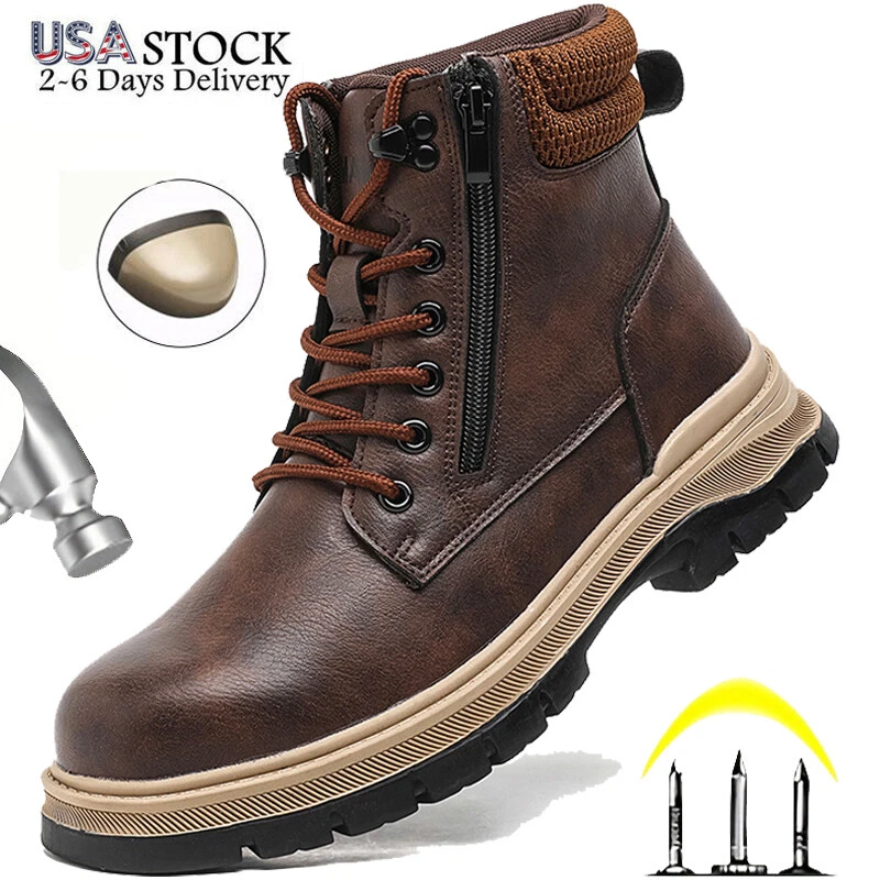 Steel Toe Safety Shoes High Top Waterproof Boots Protective Shoes Mens Size 8-13
