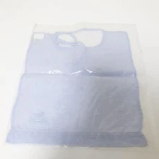 Hermes Paris Baby Bib Linen 100% Plain Light Blue Logo Horse Print