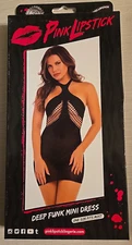 Pink Lipstick Deep Funk Mini Dress Black One Size