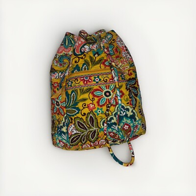 VERA BRADLEY Drawstring Backpack Bag Tote, Provencal, Yellow  display picture 3