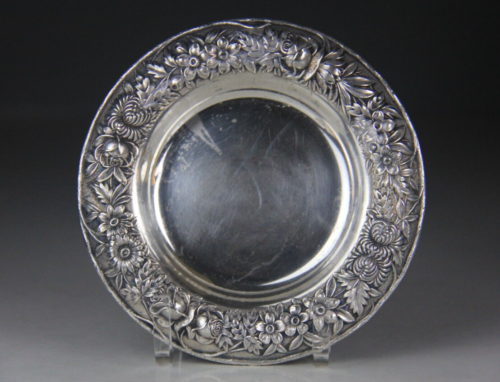 S KIRK & SON Sterling Silver REPOUSSE #418 Wine Bottle Coaster/Bowl, 6.99 ozt - Picture 1 of 21