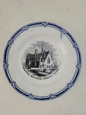 Antique Ironstone Plate Dish Wesleyan Methodist Schools Wican. Blue and White