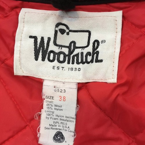 Woolrich Mens 38 Red Plaid Insulated Quilt Lined Vtg USA Wool Field Coat Jacket - Picture 11 of 12