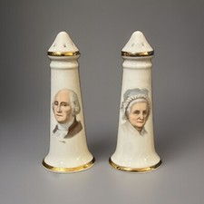 Vintage George  Martha Washington Porcelain Salt And Pepper Shakers